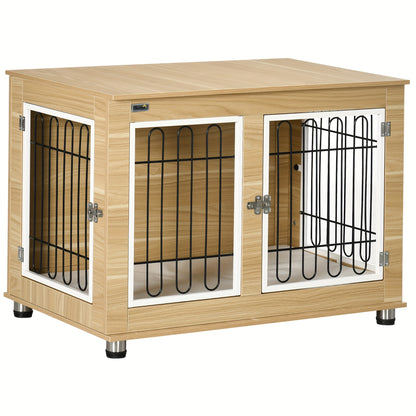 Hondenkennel – Hondenbench – Hondenkooi – Hondenhok – Hondenhuis – Medium – Stalen Materiaal – Dubbele Deuren Met Mat – Khaki