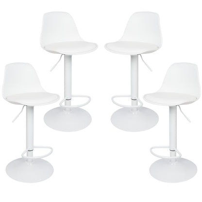 Barstoel – Barkruk – Barstoel Met Rugleuning – Barstoel Met Voetsteun – Set Van 4 – Verstelbare Zithoogte – PU-Leren Bekleding