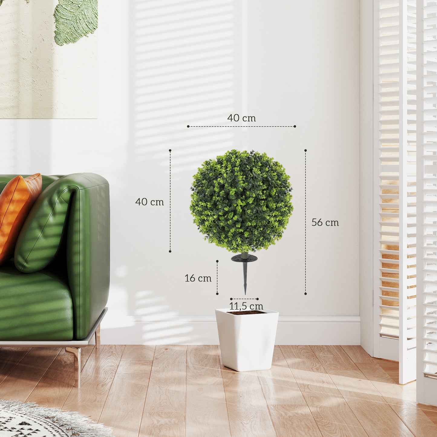 Kunstplanten – Nepplanten – Kunstbloemen – Kamerplanten – Kunstdecoratie – UV-bestendig – Inclusief Grondpin – 2 Stuks – Ø40 x 56 cm
