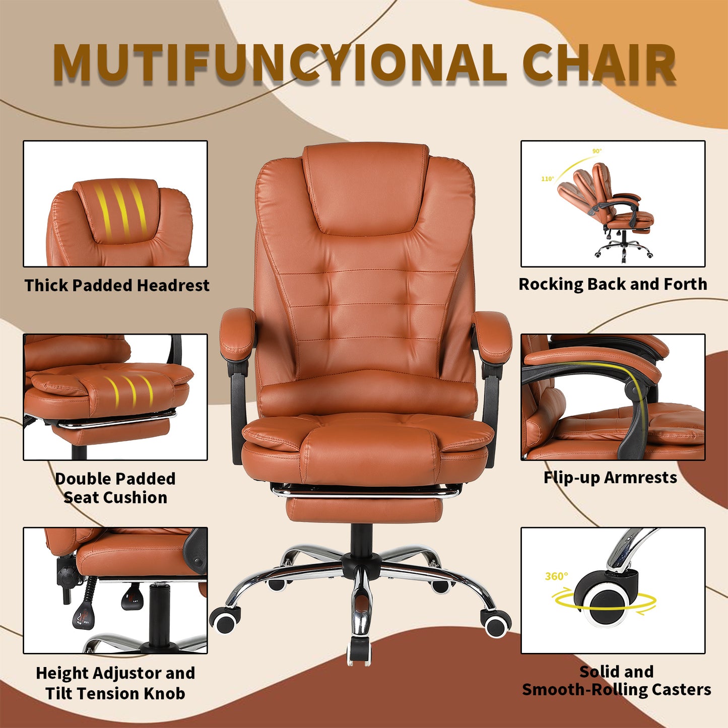 Ergonomische Gamingstoel – Bureaustoel – Draaistoel – Kantoorstoel – Gamestoel – Verstelbare Hoofdsteun – Memory Foam Zitting