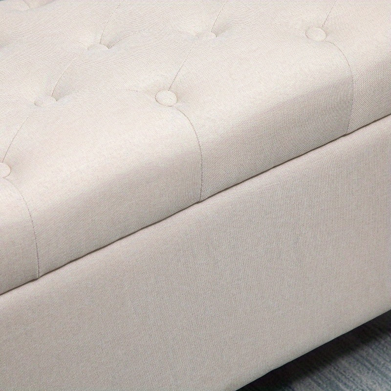 Opbergbank – Opbergkist – Schoenenbank – Zitbank – Schoenenopberger – Met Verborgen Compartiment – Robuust Metalen Frame – Crème Witte Bekleding