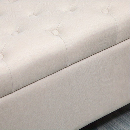Opbergbank – Opbergkist – Schoenenbank – Zitbank – Schoenenopberger – Met Verborgen Compartiment – Robuust Metalen Frame – Crème Witte Bekleding