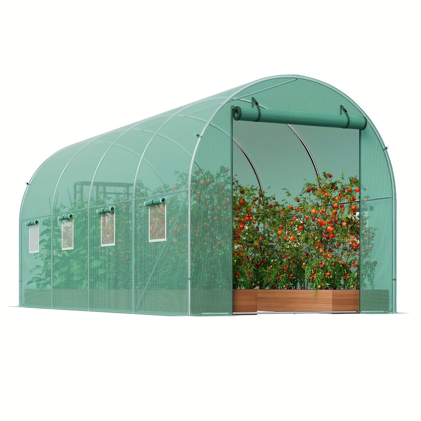 Walk-In Kas – Serre – Kweekkas – Plantenkas – Tuinkas – Verzonken Stalen Frame – Weerbestendige PE Hoes - Groen - QUORE
