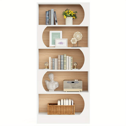 Boekenkast – Boekplank – Stapelrek – Opbergkast – Vakkenkast – Wit Walnoot – 180 cm Hoog – 6 Open Schappen