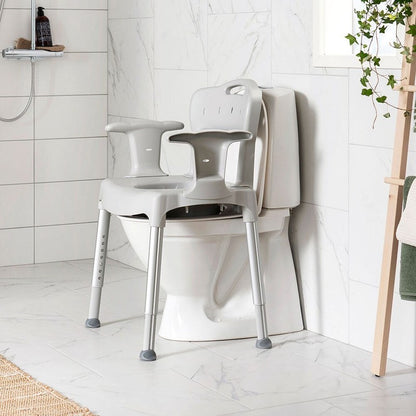Etac Swift Commode - Toilet Chair (Multi-Functional) with Removable Armrests And Backrest (160 Kg) - Without Soft Pads