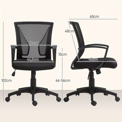 Bureaustoel – Office Chair – Kantoorstoel – Draaistoel – Bureaustoelen – Kantelfunctie – Verstelbare Zithoogte – Max. 120 kg – Zwart