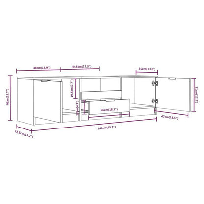 Tv-meubel – Tv-kast – Tv-dressoir – Mediameubel – Opbergkast – Grijs Sonoma – 140x35x40 cm – Houtmateriaal
