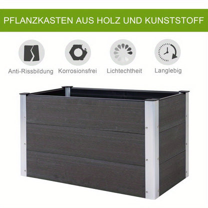 Verhoogde Plantenbak – Tuinbak – Plantbed – Bloembak – Moestuinbak – Weerbestendig WPC & Aluminium – 100x50x50 cm – Zonder Bodem – Makkelijk Montage