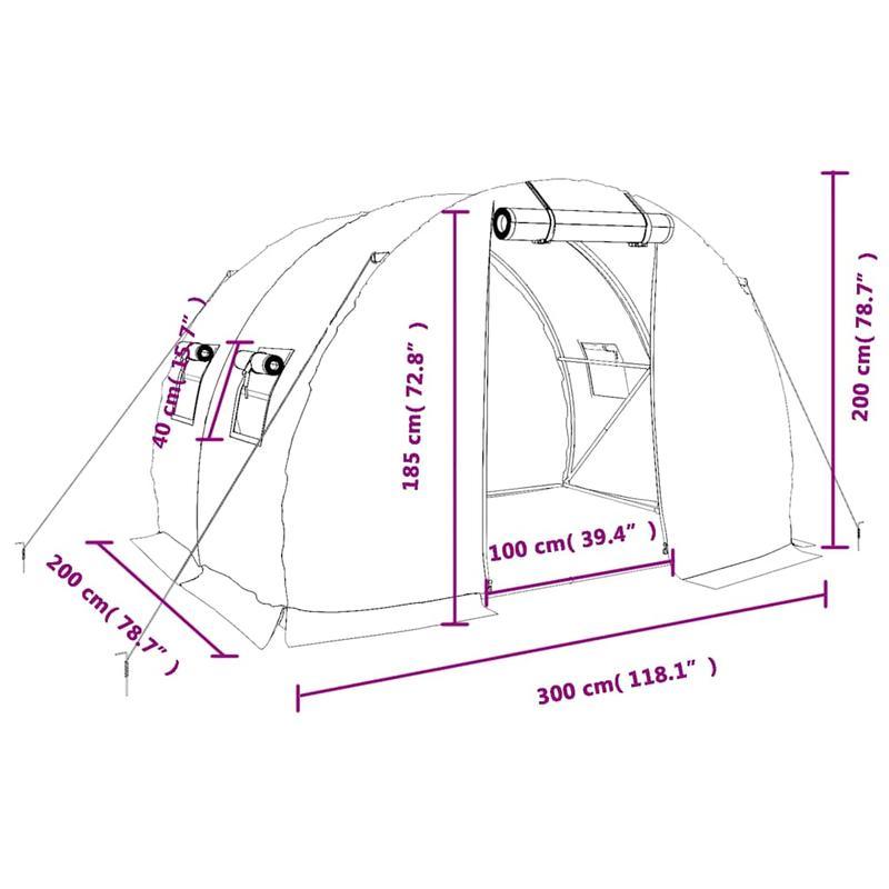 Kweektent – Growtent – Growbox – Kweekkast – Kweektenten – 6x3x2m Compact Ontwerp – Duurzaam Gegalvaniseerd Stalen Frame met Waterafstotend PVC