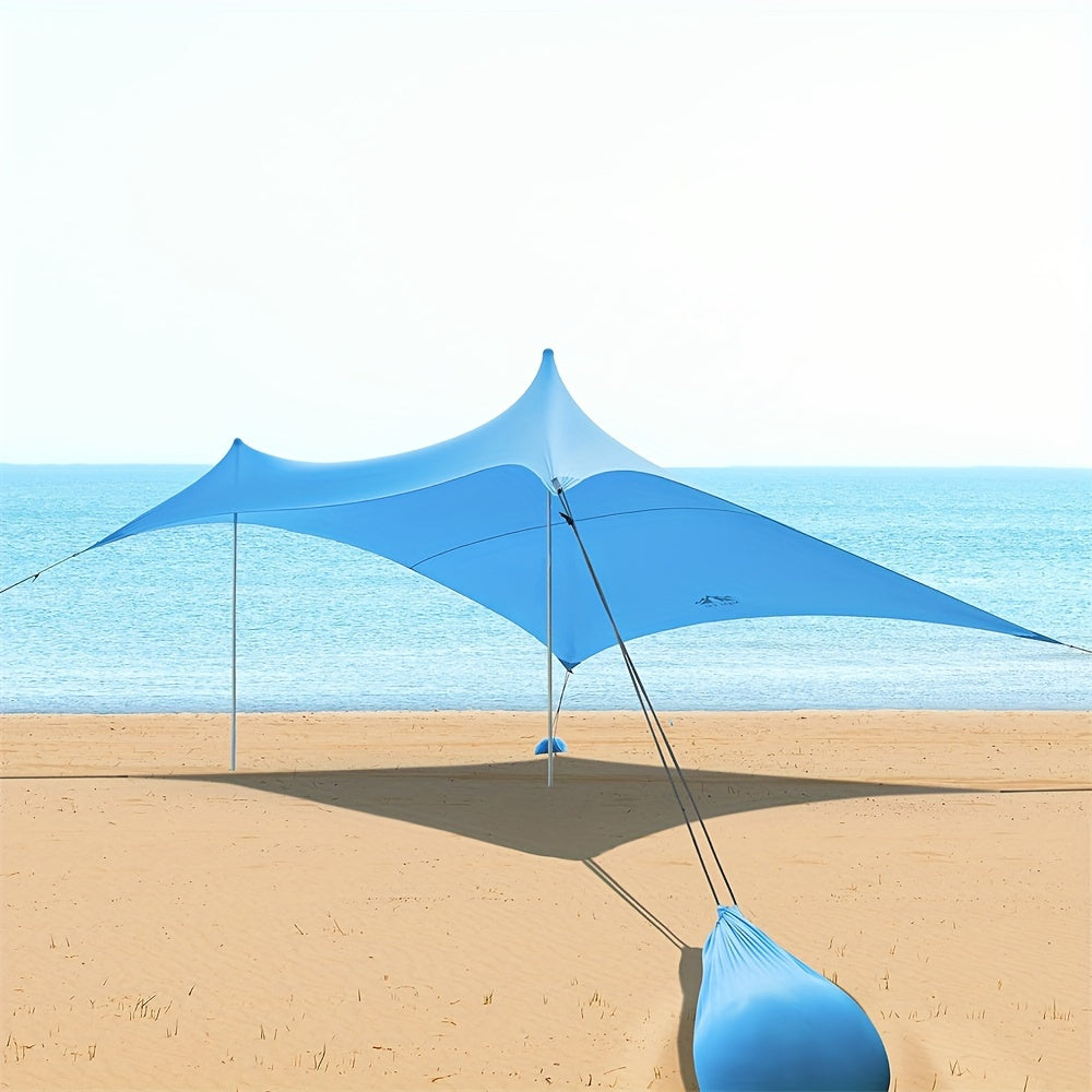 Strandtent – Beach Tent – Zonnescherm – Schaduw Tent – Waterdichte Tent – UPF 50+ UV Bescherming – Aluminium Stokken & Zandzakken – Geschikt Voor 4-8 Personen