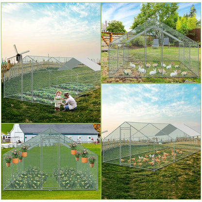 Kippenhok – Dierenhok – Konijnenhok – Pluimveestal – Buitenren – Gegalvaniseerd Metalen Frame – Weerbestendig en Ruim 3x3x2 m