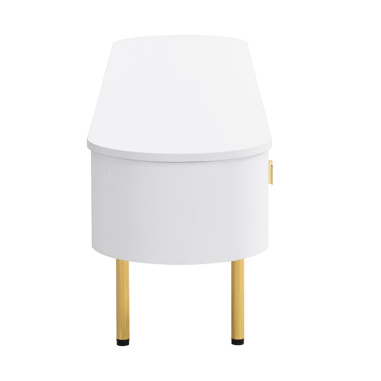 TV Meubelset – Tv Meubel – Salontafel – Lowboard – Woonkamermeubel – Afgeronde Vormen – Gouden Accenten – MDF Wit – Ruime Lades