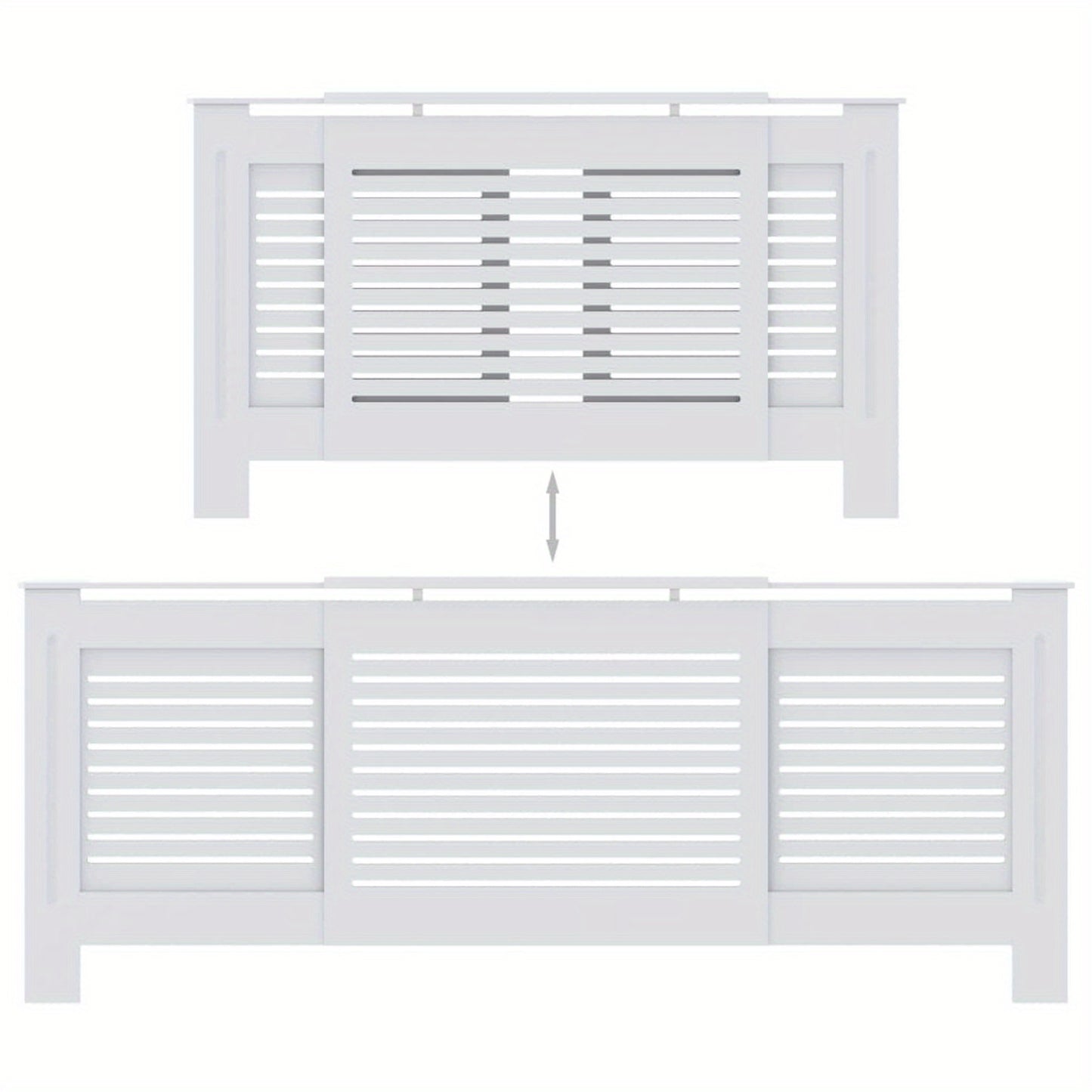 Radiatorombouw – Radiatorbekleding – Verwarmingafdekking – Radiatorpaneel – Radiatorkast – Wit MDF – 205 cm Lengte – Slatted Design Voor Optimale Warmtecirculatie