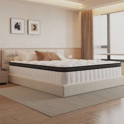 Pocketvering Matras – Ergonomisch Matras – 7-Zones Matras – Veermatras – Tijkmatras – 180x200x25 cm – Medium Stevig H3 – Hypoallergeen Katoen