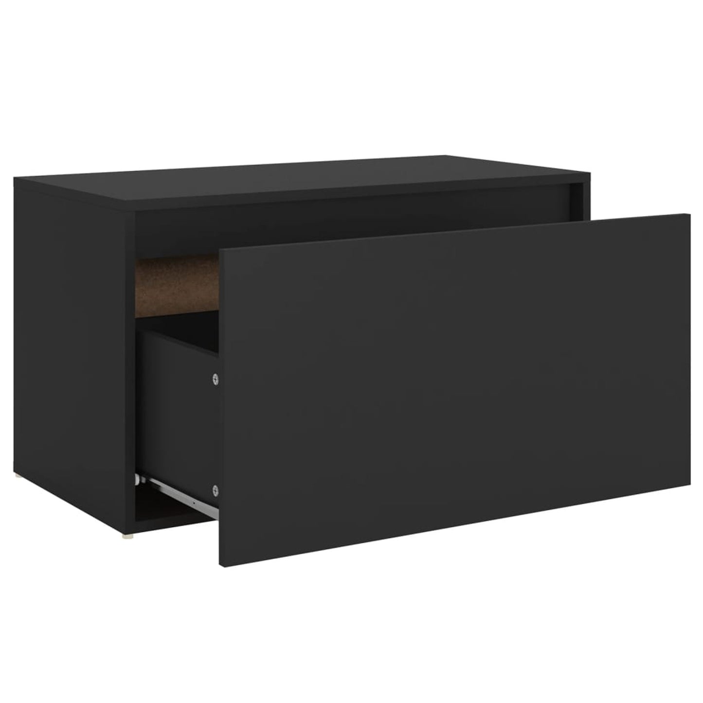 Halbank – Opbergbank – Schoenenbank – Zitbank – Bank Met Ottoman – Modern Zwart Gelakt Spaanplaat – Compact Formaat 78,7x40x45 cm