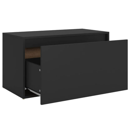 Halbank – Opbergbank – Schoenenbank – Zitbank – Bank Met Ottoman – Modern Zwart Gelakt Spaanplaat – Compact Formaat 78,7x40x45 cm