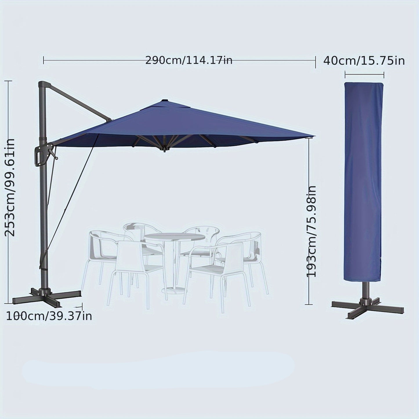 Parasol – Tuinparasol – Terrasparasol – Zweefparasol – Verstelbaar – UPF 50+ – Stevig Stalen Frame