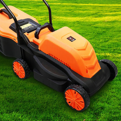 1600W Electric Lawn Mower with 33 cm Cutting Width, 3-Level Height Adjustment, and 32L Grass Collection Bag, Brush Cutter and Trimmer