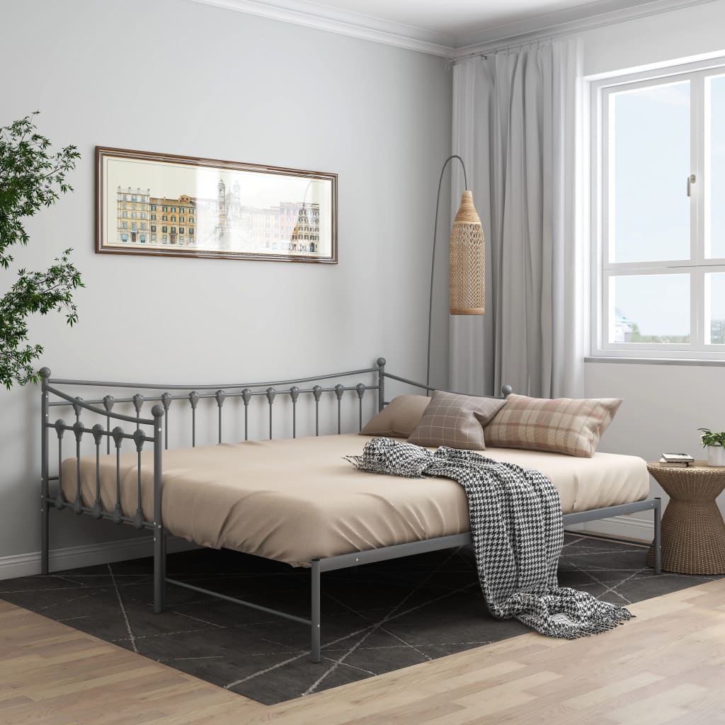 Bedbank – Slaapbank – Logeerbed – Sofa – 90x200 cm – Metalen Frame – Uittrekbaar Bed