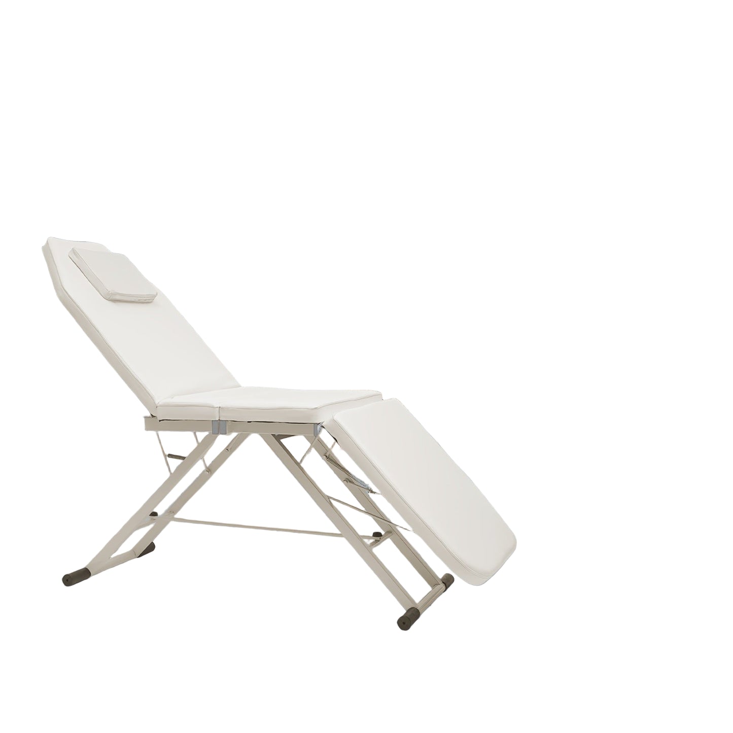 Massagetafel – Behandeltafel – Behandelbank – Schoonheidstafel – Massagebed – Verstelbaar in Hoogte – Roestvrij Staal – 3-voudig Inklapbaar – Wit