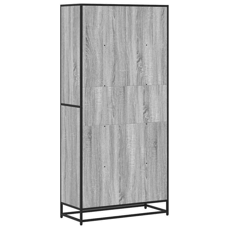 [Versatile Use] Stylish Gray Sonoma Oak Bookcase - 3-Section Vertical Shelving Unit with Black Metal Frame, Smooth & Moisture-Proof Wood, Ample Storage for Living Room, Office, or Study - Perfect for Books, Decor, and Essenti