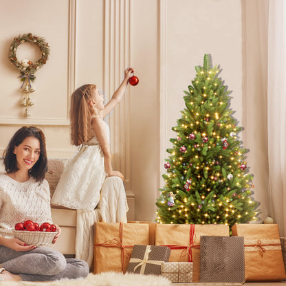 Kunstkerstboom – Kunstboom – Kerstboom – Decoratieve Kerstboom – Sfeerverlichting – 225 cm – Realistische PVC & PE Naalden – Inclusief LED Verlichting en Standaard