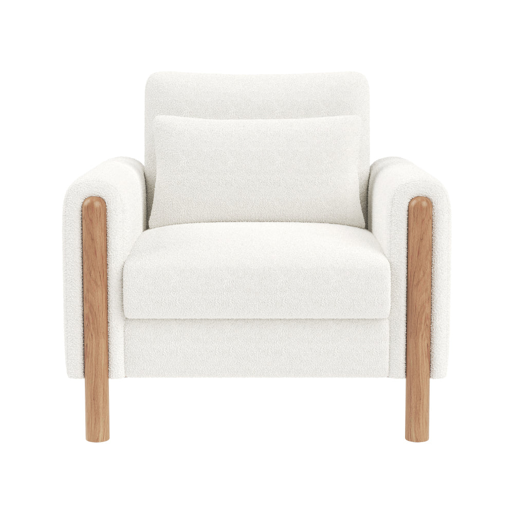 Contemporary White Ergonomic Armchair with Memory Foam Cushioning & Solid Backrest - Soft-Padded Comfortable Lounge Chair, Easy Assembly, Durable Metal Frame for Living Room, Bedroom, Office - Modern Minimalist Design, Space-