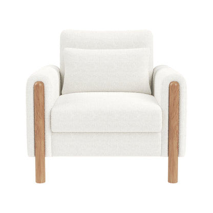 Contemporary White Ergonomic Armchair with Memory Foam Cushioning & Solid Backrest - Soft-Padded Comfortable Lounge Chair, Easy Assembly, Durable Metal Frame for Living Room, Bedroom, Office - Modern Minimalist Design, Space-