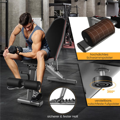 Fitnessbank – Halterbank – Trainingsbank – Buikspierbank – Bench Press – Verstelbaar en Inklapbaar – Max. Belastbaar tot 300 kg