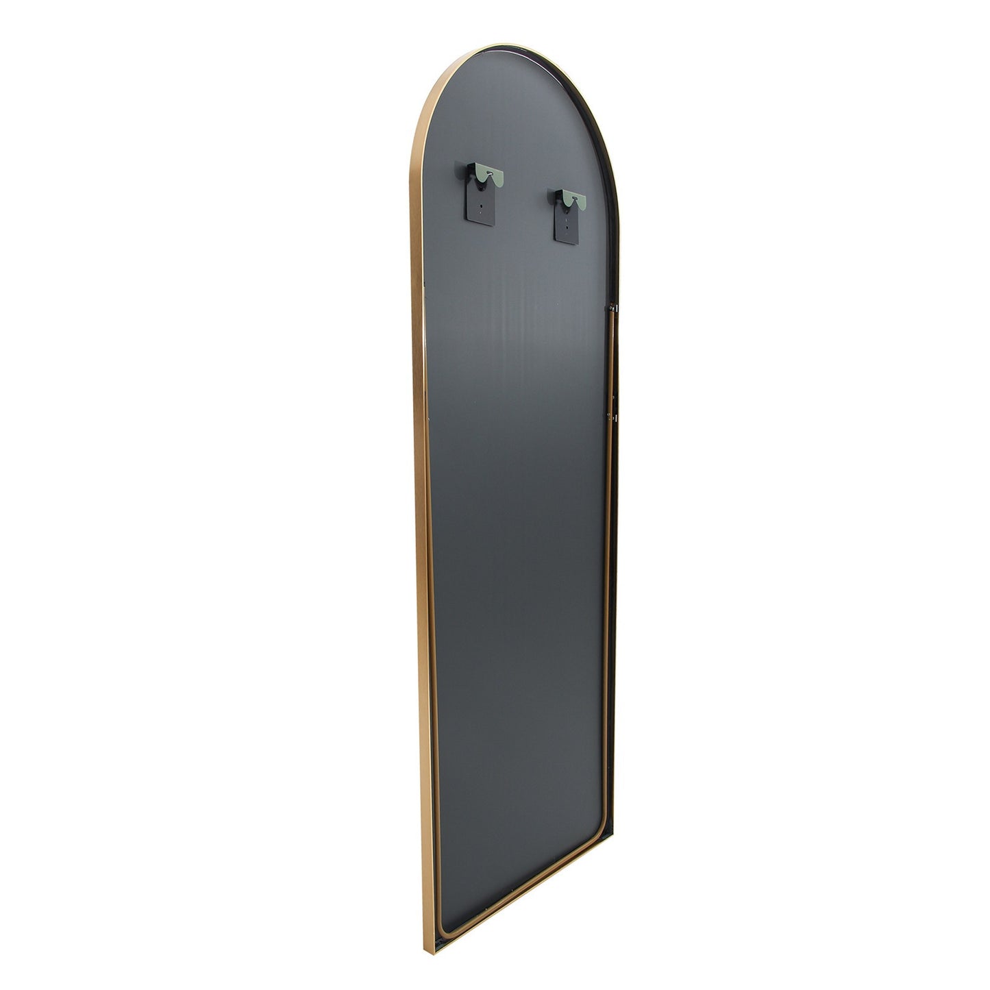 Boogvormige Staande Spiegel – Volledige Lichaamsspiegel – Vloerspiegel – Grote Slaapkamer Spiegel – Badkamerspiegel – Schokbestendig Glas – Aluminium Frame – Goud 165x60 cm