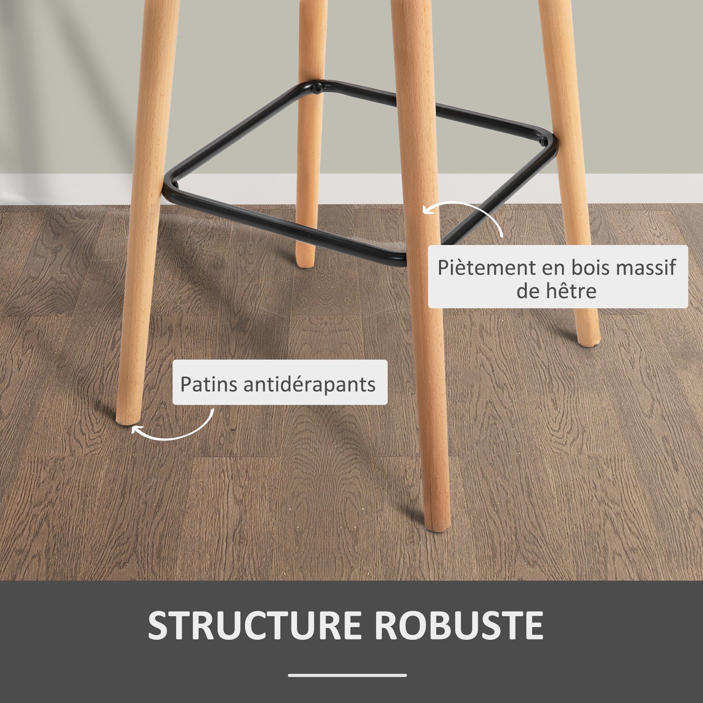 Barstoel – Barkruk – Kruk – Barstoel Met Rugleuning – Barkruk Met Armleuningen – Scandinavisch Design – Comfortabel Linnen Zitting – Stevig Houten Onderstel Lichtgrijs