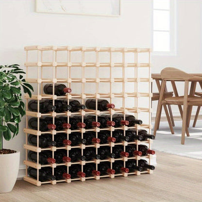 Wine Rack for 72 Bottles Measuring 90.5X23X90.5 Cm Made of Solid Pine Wood. The Wine Storage Rack Is Ideal for Use in Bars, Wine Cellars, Kitchens, Restaurants, And More.