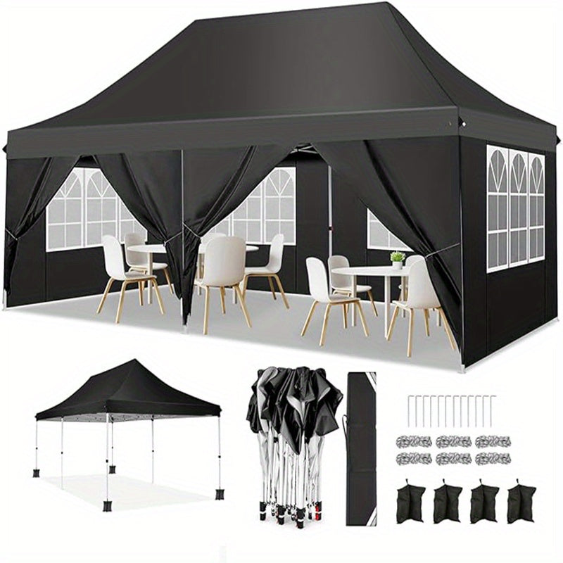 Partytent – Paviljoen – Easy Up Tent – Feesttent – Tuintent – 3x6 Meter – Waterdicht Polyester – Met 6 Afsluitbare Zijwanden