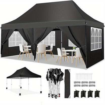 Partytent – Paviljoen – Easy Up Tent – Feesttent – Tuintent – 3x6 Meter – Waterdicht Polyester – Met 6 Afsluitbare Zijwanden
