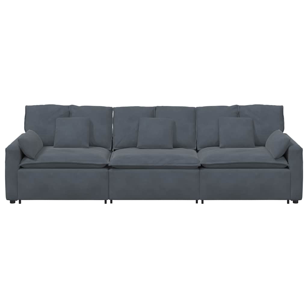 Hoekbank – Modulaire Bank – Loungebank – Zitbank – 3-zitsbank – Lichtgrijs – Polyester Bekleding – Stevig Metalen Frame
