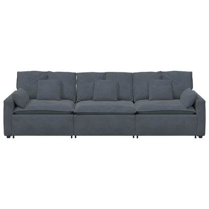 Hoekbank – Modulaire Bank – Loungebank – Zitbank – 3-zitsbank – Lichtgrijs – Polyester Bekleding – Stevig Metalen Frame