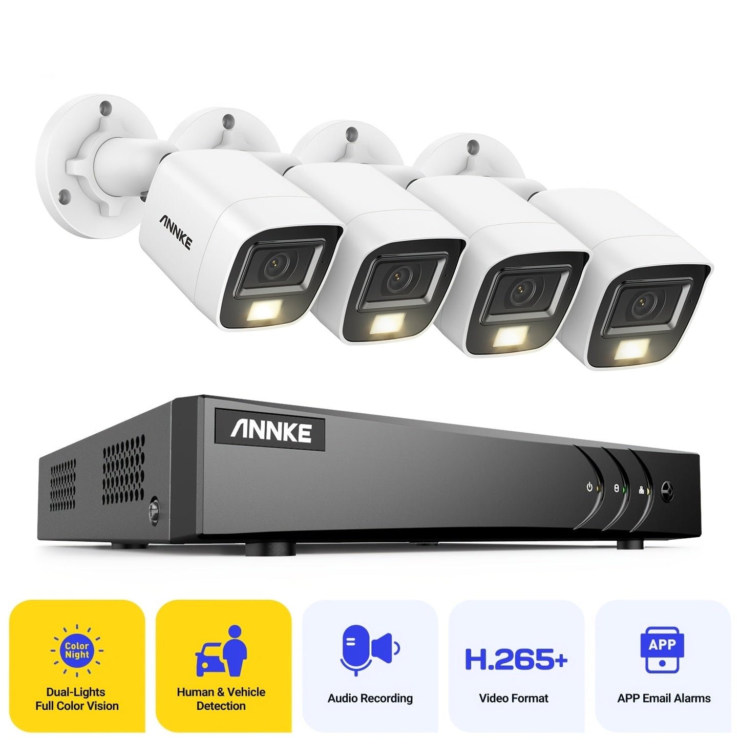 3K Outdoor Beveiligingssysteem – Beveiligingscamera – CCTV Camera – Bewakingscamera – Camerasysteem – Mens- en Voertuigdetectie – Kleur Nachtzicht en Audio Opname
