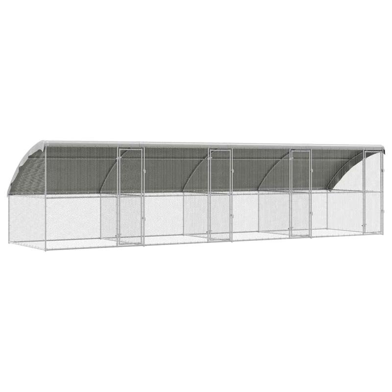 Kippenren – Kippenhok – Buitenren – Dierenren – Vogelkooi – Gegalvaniseerd Staal – Extra Groot 800x200x198,5 cm – Duurzaam En Weerbestendig