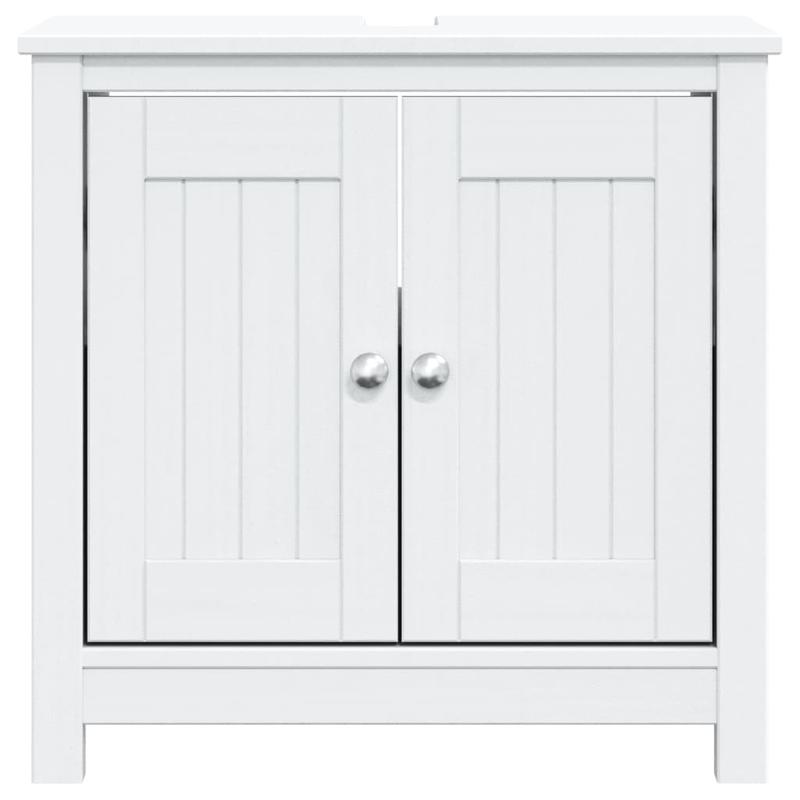 Wastafelmeubel – Badkamermeubel – Wastafelonderkast – Waskomkast – Onderbouwkast – Massief Grenenhout – Compact Ontwerp 60x34x59 cm – Wit