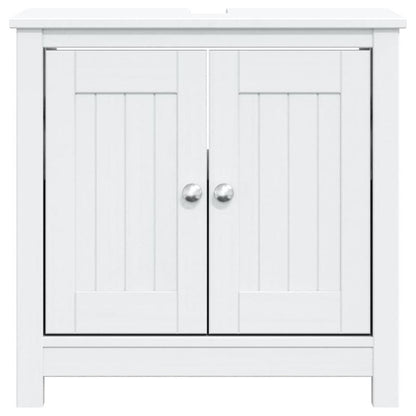 Wastafelmeubel – Badkamermeubel – Wastafelonderkast – Waskomkast – Onderbouwkast – Massief Grenenhout – Compact Ontwerp 60x34x59 cm – Wit