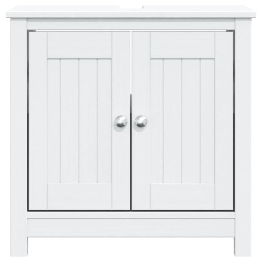 Wastafelmeubel – Badkamermeubel – Wastafelonderkast – Waskomkast – Onderbouwkast – Massief Grenenhout – Compact Ontwerp 60x34x59 cm – Wit