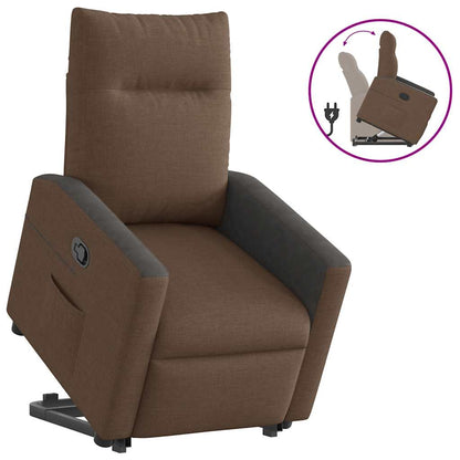 Zit-sta bureaustoel – Bureaukruk – Werkkruk – Fauteuil – Bureaustoel – Elektrisch Verstelbaar – Liftfunctie – Bruin – Handmatig Verstelbaar – Stoffen Bekleding