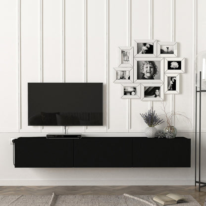 TV Meubel – TV Kast – Televisiekast – Meubel – Media Meubel – Zwevend Ontwerp – 180x31x29,5 cm – Wit Spaanplaat