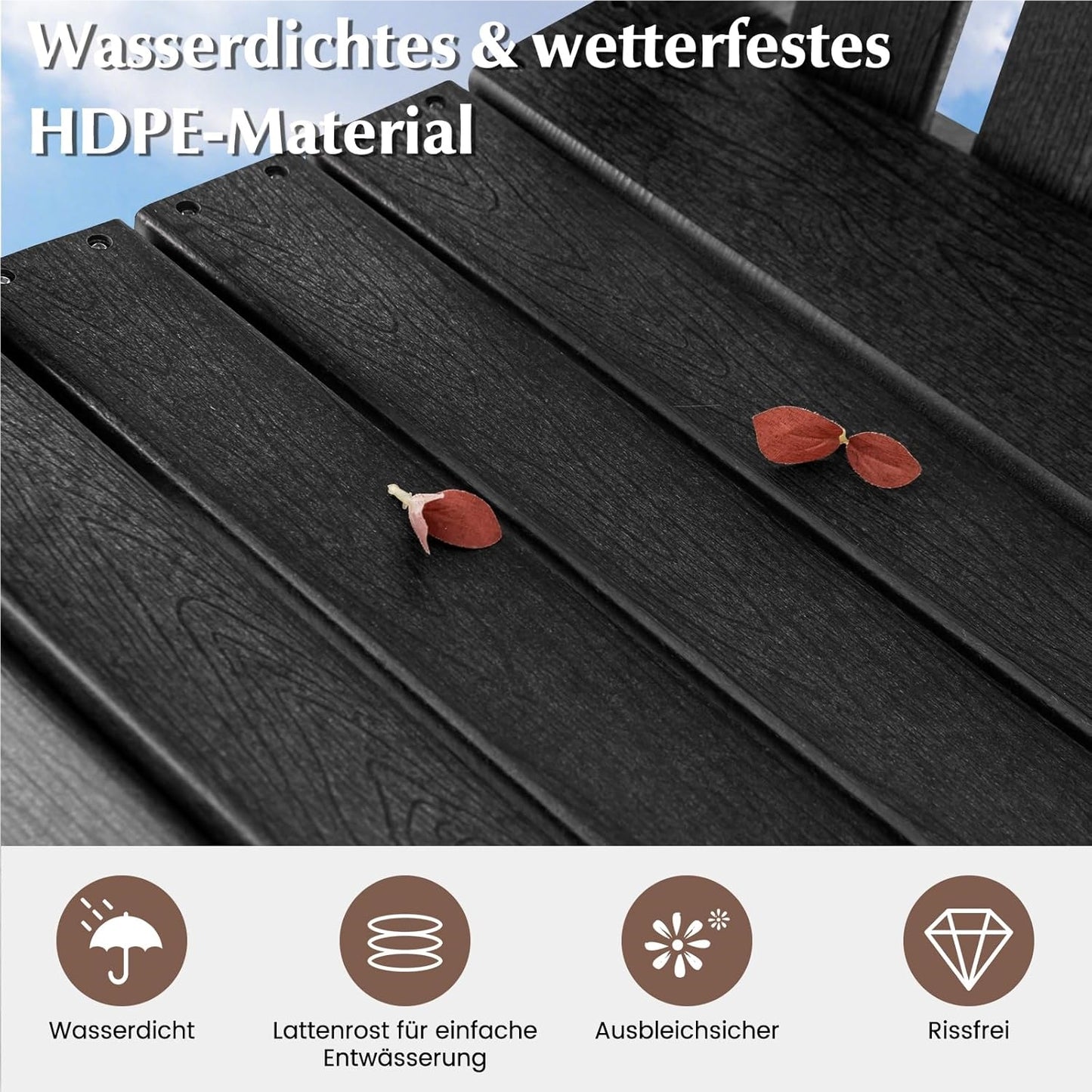 Adirondack stoel – hoge tuinstoel – balkonstoel – terrasstoel – barstoel – weerbestendig HDPE – met voetensteun zwart