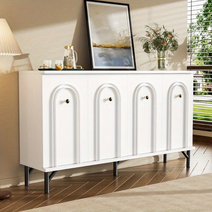 Wandkast – Sideboard – Dressoir – Opbergkast – Kast Met Deuren – 140 cm Breed – Metalen Frame & 3D Boogvormig Front