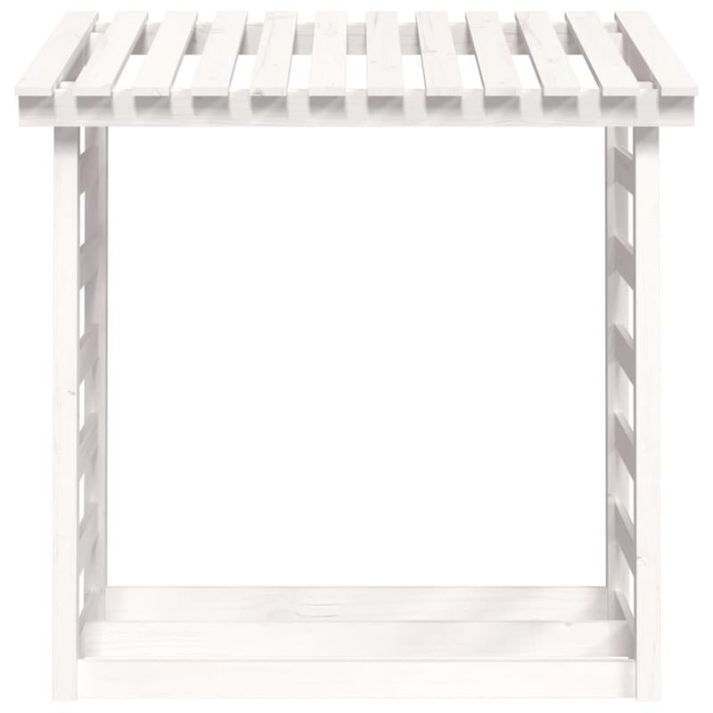 Houtopslag Buiten – Houtrek Buiten – Haardhoutrek – Brandhoutrek – Houtopslag Met Afdekhoes – Massief Dennenhout – Weerbestendig Design – 108x64,5x110 cm – Wit