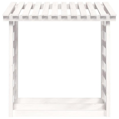 Houtopslag Buiten – Houtrek Buiten – Haardhoutrek – Brandhoutrek – Houtopslag Met Afdekhoes – Massief Dennenhout – Weerbestendig Design – 108x64,5x110 cm – Wit