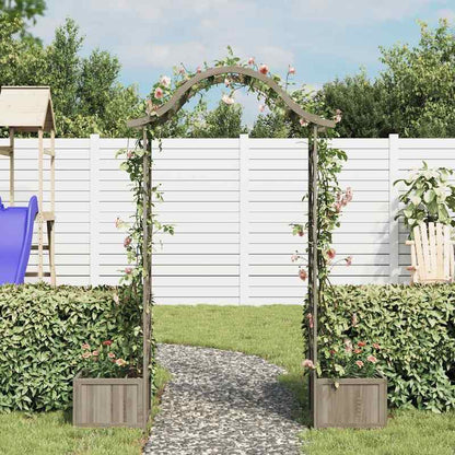 Tuinprieel – Pergola – Overkapping – Tuinboog – Klimrek – Massief Vurenhout – Met Plantenbak – Stevig & Weerbestendig – Eenvoudige Montage – Grijs