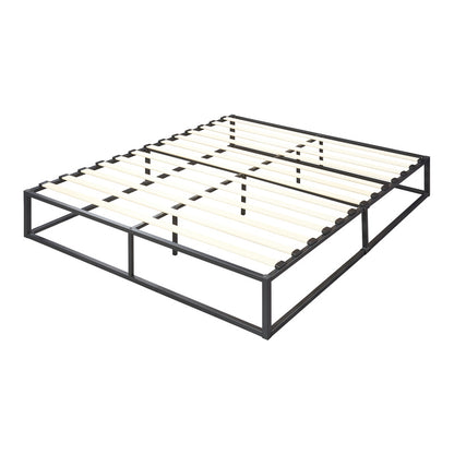 Bedframe – Metalen Bed – Bedframe Met Lattenbodem – Stabiel Bed – Tweepersoonsbed – Zwart – Stevig Gecoat Staal – Onderhoudsvriendelijk