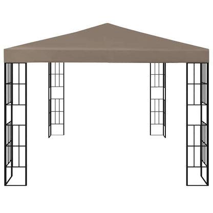 Tuinkamer – Overkapping – Prieel – Tuinoverkapping – Tuinhuisje – 3x4 Meter – Ventileerbaar Polyester Dak – Ingebouwde Sfeerverlichting Taupe